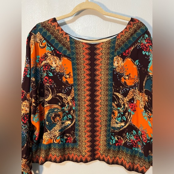 Free People Catch Me If You Can Top Blouse Purple Floral Tie Cuffs Cropped Small - Picture 10 of 15